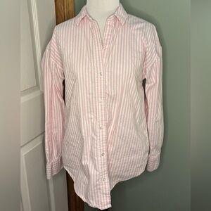 beachlunchlounge Men's Pink and White Striped Shirt